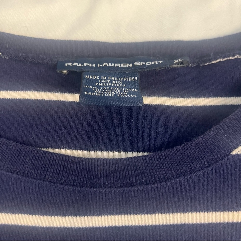 Women’s Ralph Lauren Sport Navy and White Striped Top size XL - Picture 4 of 5